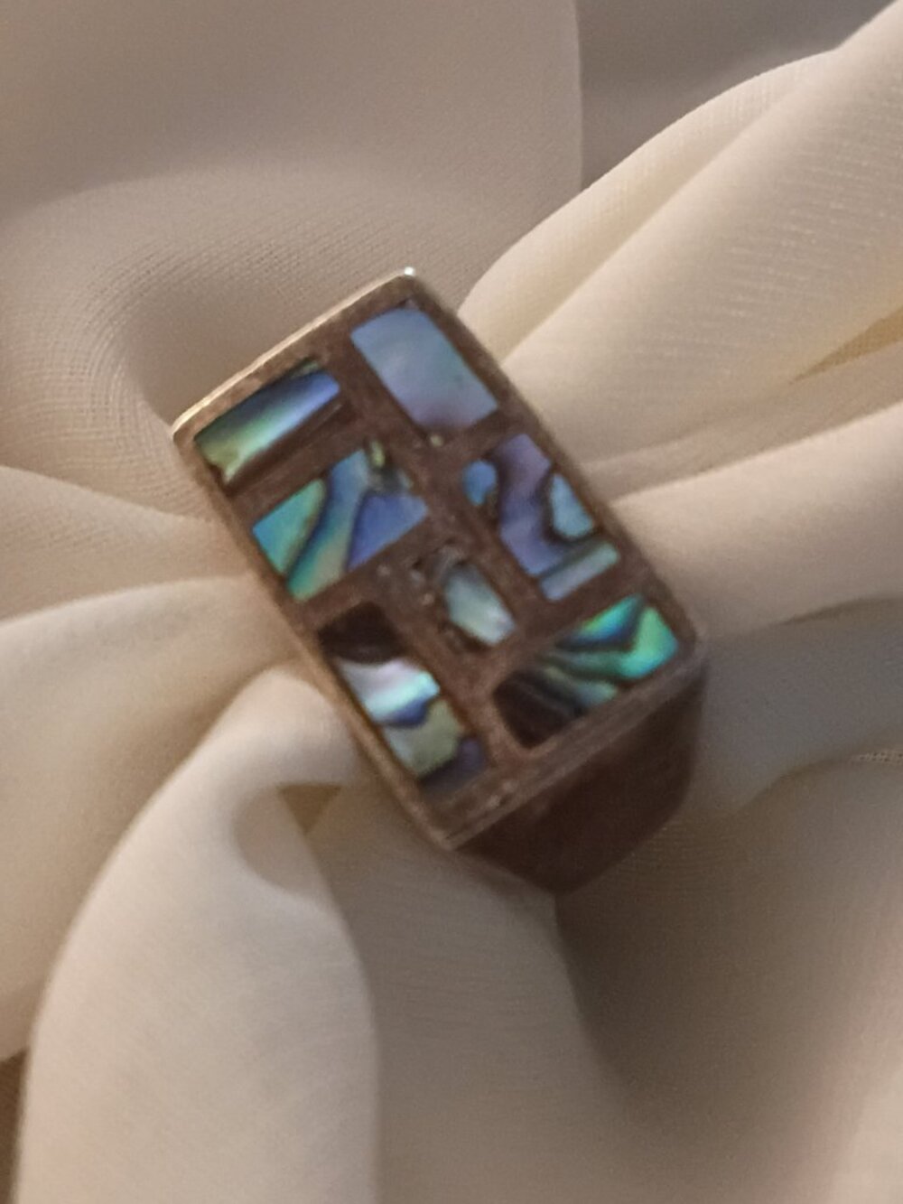 Abalone Rectangle Ring Size 8
